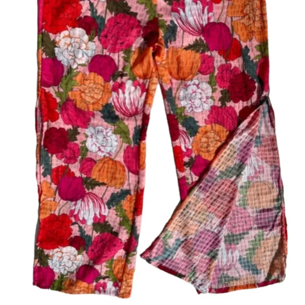 SOLD TRINA TURK NWT Women's SUNNY BLOOM Slit Pant Cover Up Multi Floral Print L - Picture 9 of 13